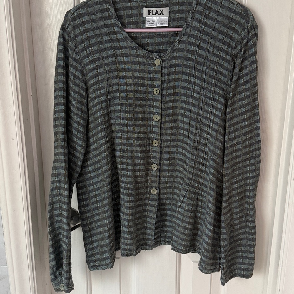 Vintage Flax Gray Plaid Button Down Shirt